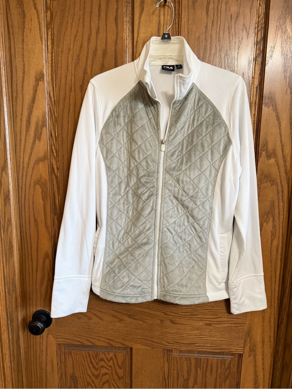 Fila White Jacket with Light Gray Quilted Front Panel